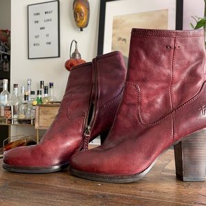 Red ox blood Frye booties
